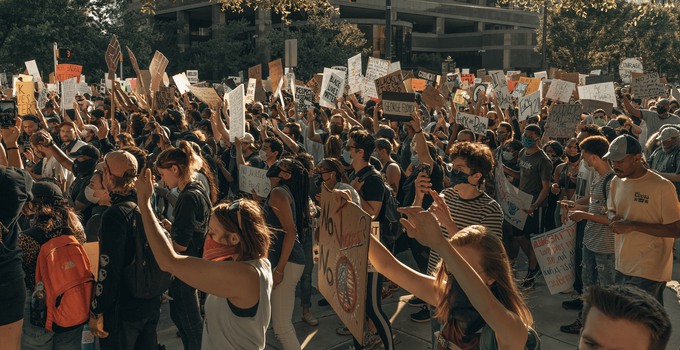 Crowd marches at the George Floyd protests 6/2/2020.