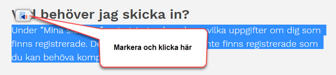 Förklarande bild på markering och starta lyssna